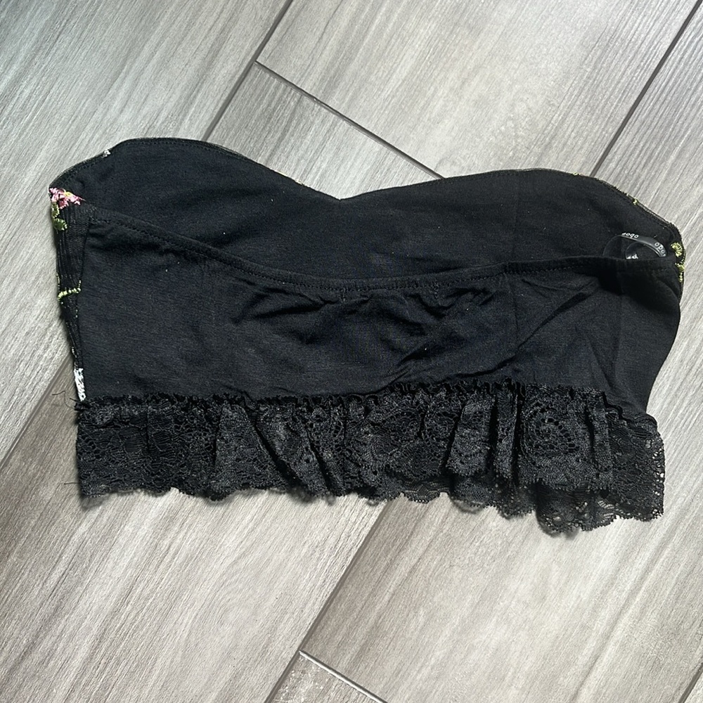 Floral Black Strapless Top - Picture 10 of 11
